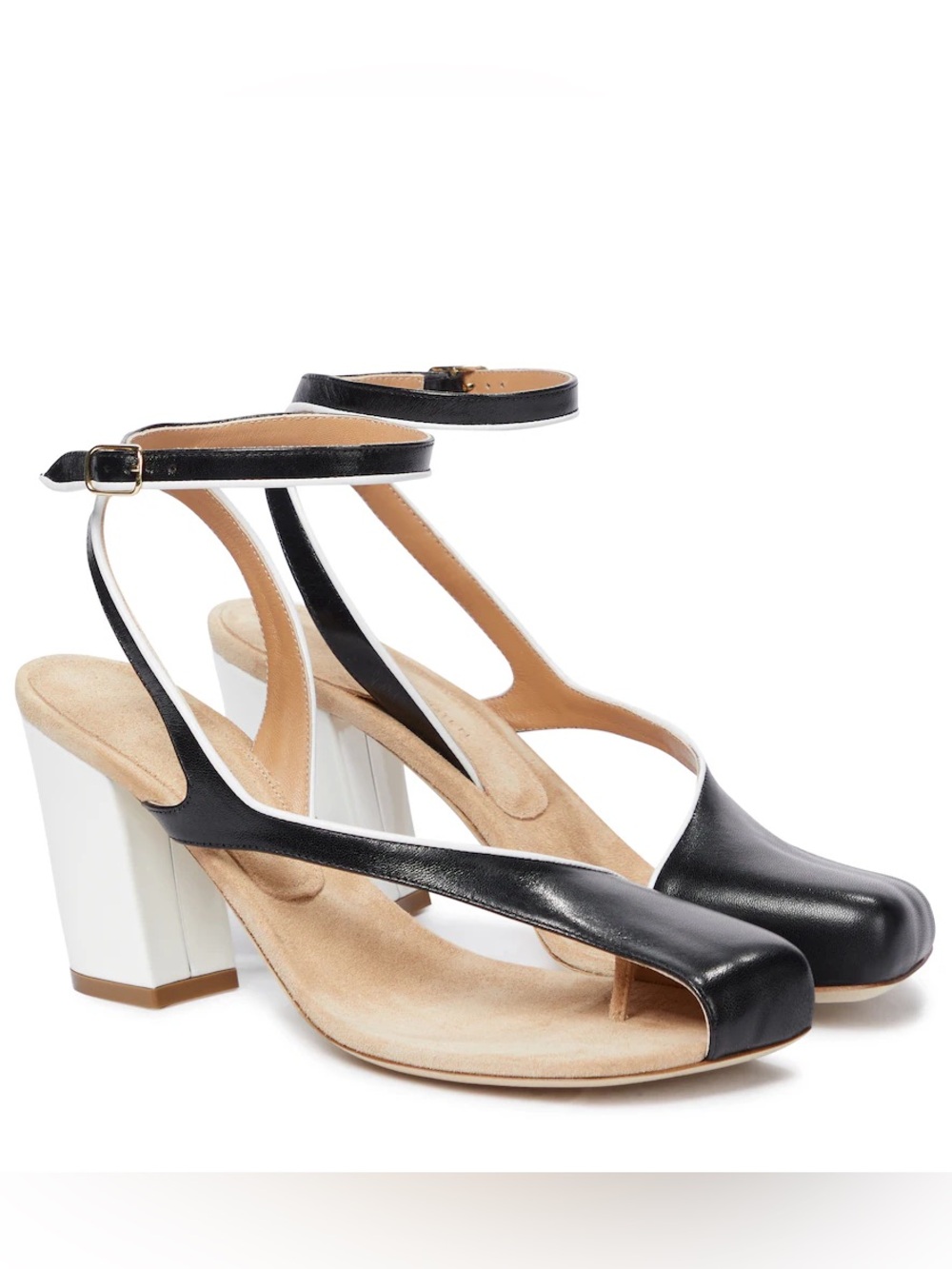 Dries Van Noten Black, Donna Cutout Color-block Leather Sandals In Black - 40
